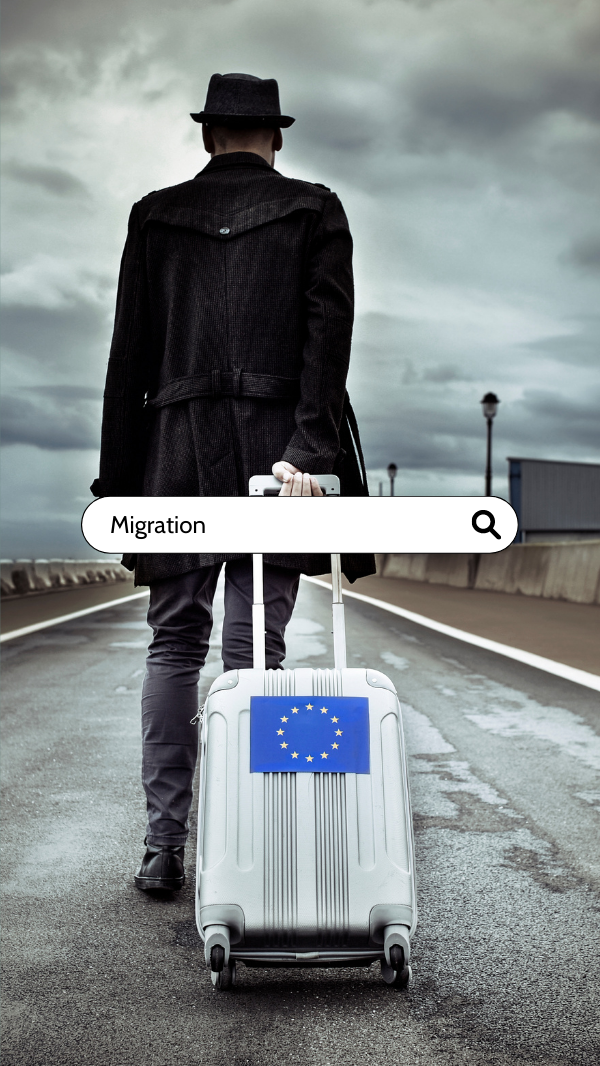移民 immigration man with suitcase